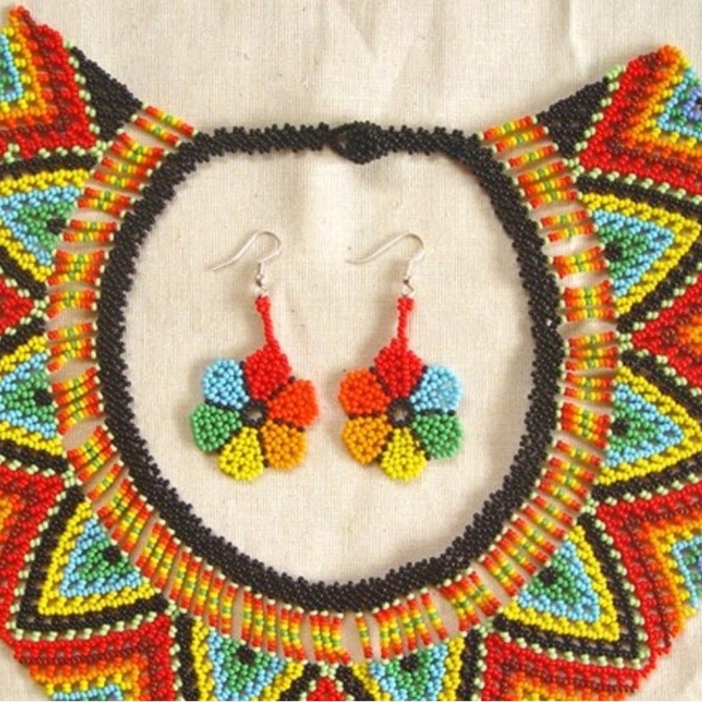 Colorful Beaded Necklace and Earring Set